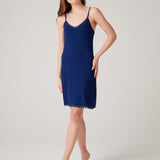 Women's Bamboo Lace Strappy Nightdress – Navy Peony