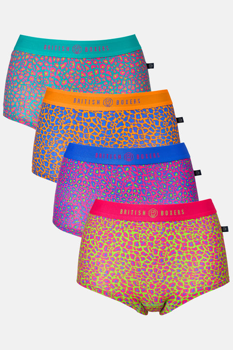 Multipack! 4 Pairs of Women's Bamboo Hipster Boxer Briefs – Wild Cat