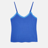 Women's Bamboo Lace Camisole Short Pyjama Set - Ultra Blue