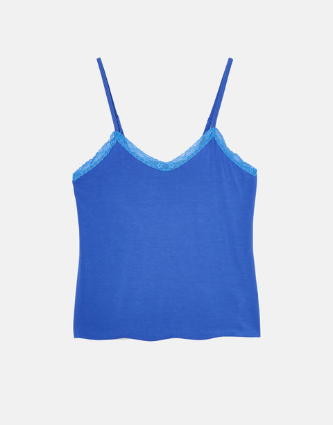 Women's Bamboo Lace Camisole Short Pyjama Set - Ultra Blue