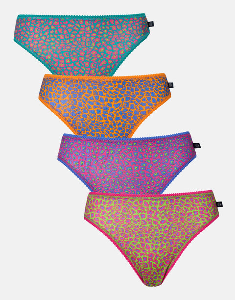 Multipack! 4 Pairs of Women's Bamboo High Leg Knickers – Wild Cat