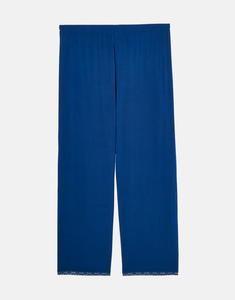 Women's Bamboo Lace Pyjama Set – Navy Peony