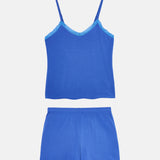 Women's Bamboo Lace Camisole Short Pyjama Set - Ultra Blue