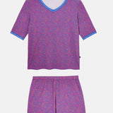 Women's Bamboo Lace Short Pyjama Set - Wild Cat