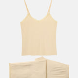 Women's Bamboo Lace Camisole Pyjama Set – Soft Sand
