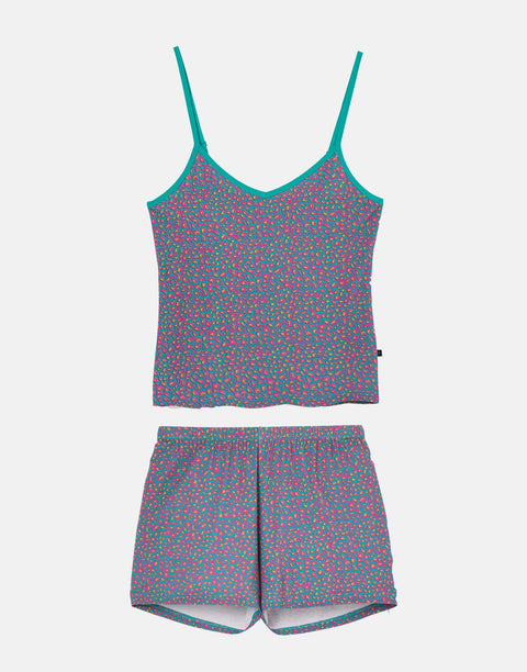 Women's Bamboo Camisole Short Pyjama Set - Spectra Leopard