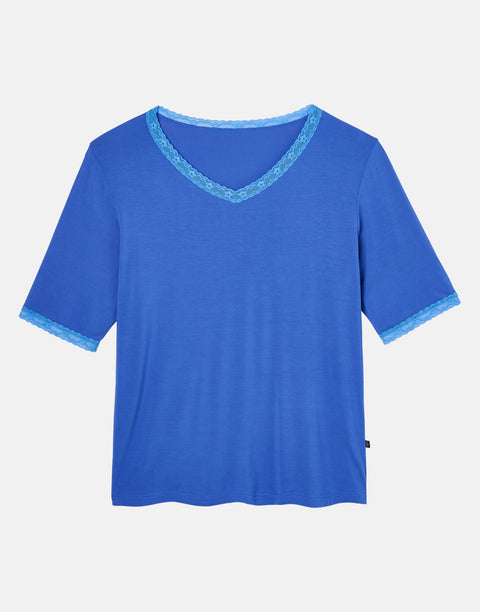 Women's Bamboo Lace Pyjama Set – Ultra Blue