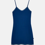 Women's Bamboo Lace Strappy Nightdress – Navy Peony