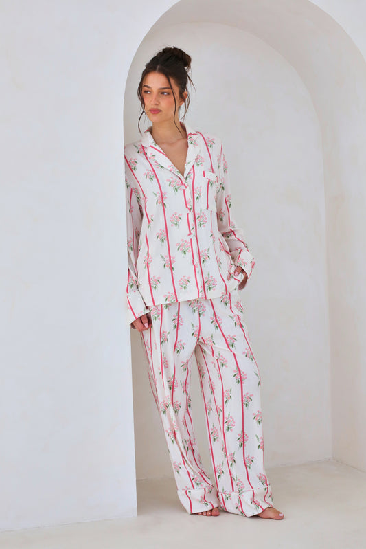Floral Stripe Trouser Set