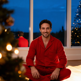 Men's Cotton Pyjama Trouser Set - Christmas Soft Red