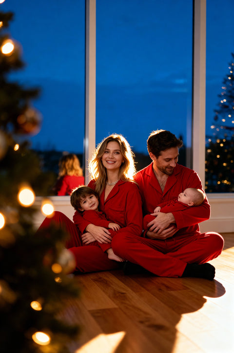 Baby Cotton Romper Suit - Christmas Soft Red