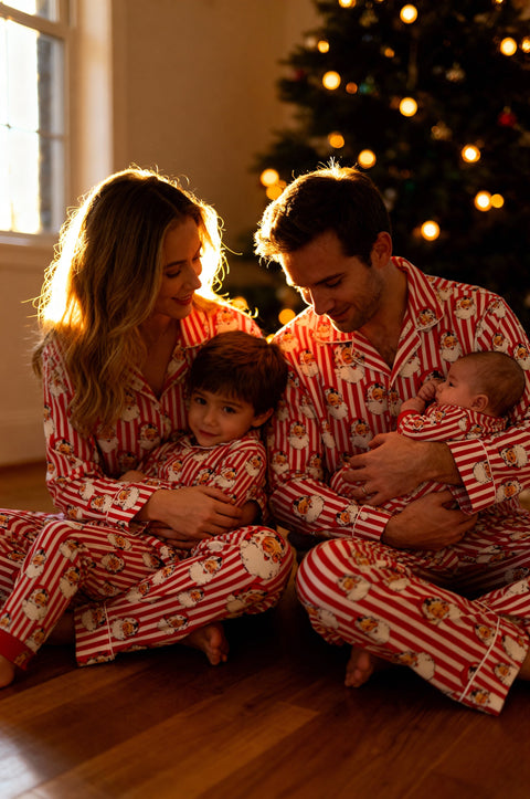 Baby Cotton Romper Suit - Christmas Santa Claus Stripe