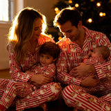 Kids Cotton Pyjama Trouser Set - Christmas Santa Claus Stripe