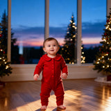 Baby Cotton Romper Suit - Christmas Soft Red