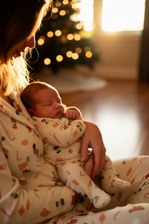 Baby Pointelle Romper Suit - Christmas Babyccino & Croissant