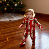 Baby Cotton Romper Suit - Christmas Stripe