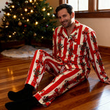 Men's Cotton Pyjama Trouser Set - Christmas Stripe
