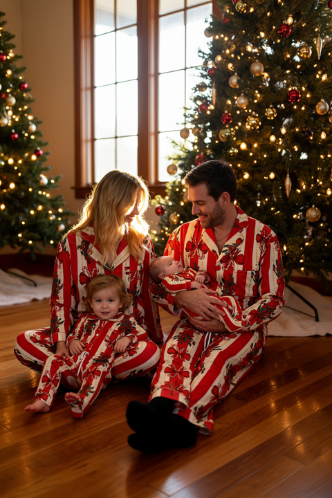 Baby Cotton Romper Suit - Christmas Stripe